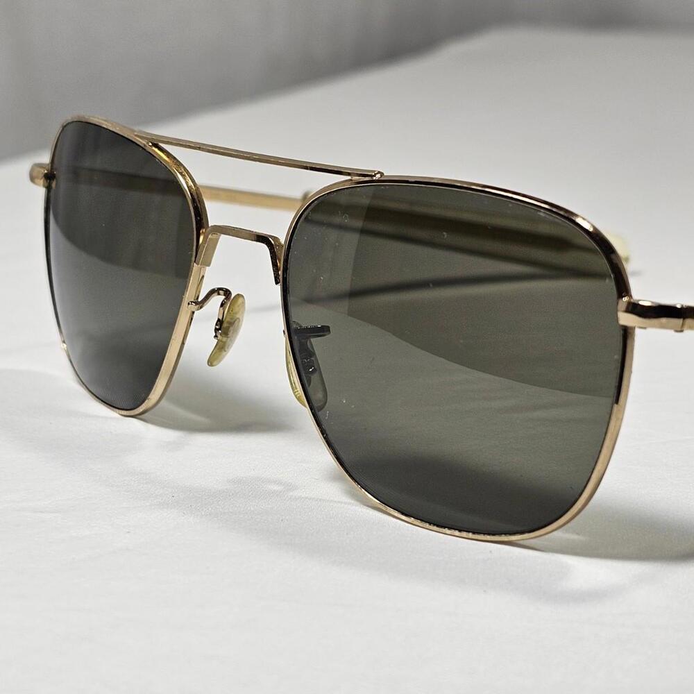 Vintage Randolph Engineering RE Metal Aviator Gold Italy Sunglasses 5 1/2 USA - Picture 9 of 13